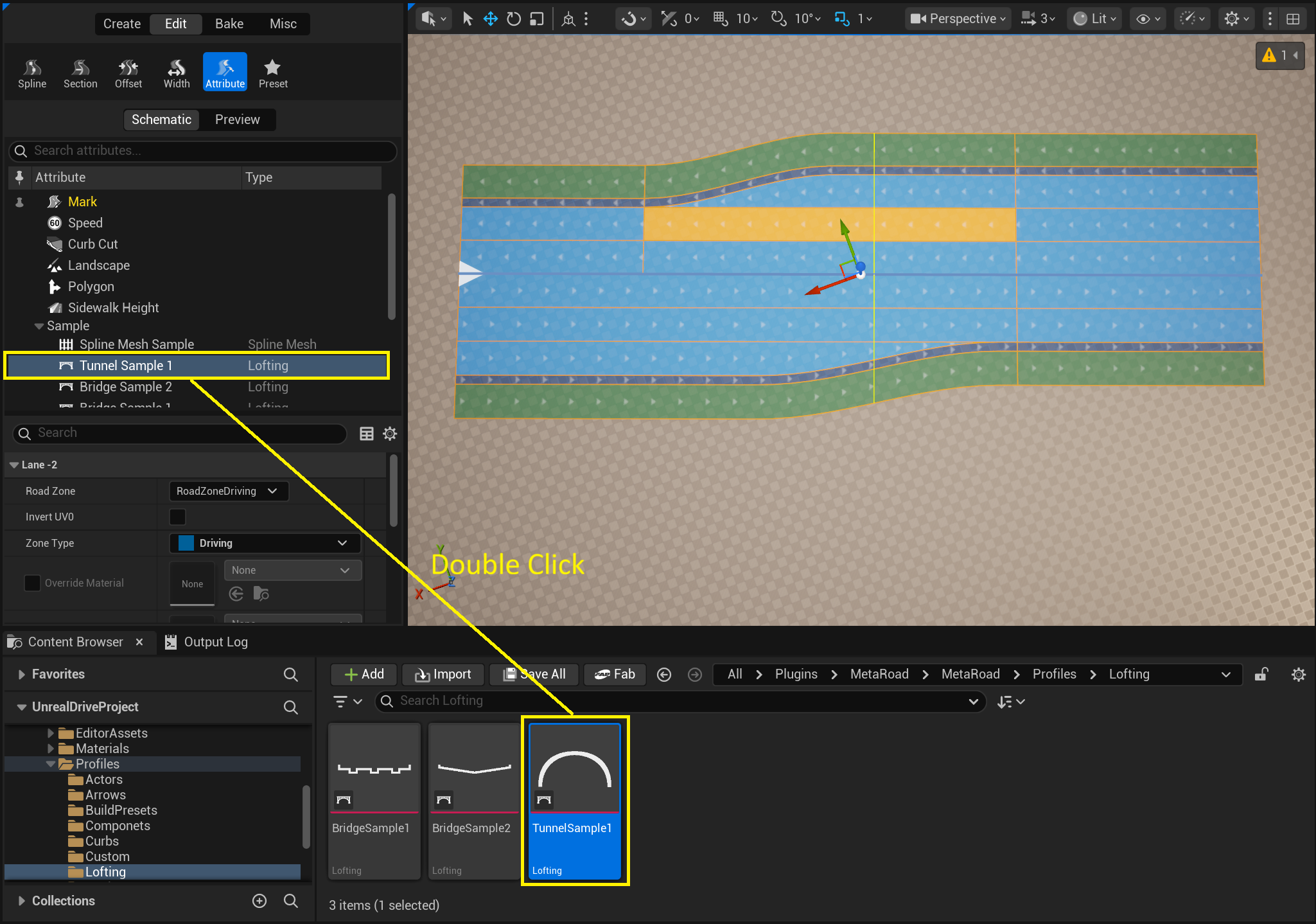 Double-clicking a Blueprint attribute reveals its asset in the Content Browser