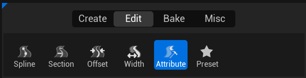Attribute sub-mode active in the Meta Road palette