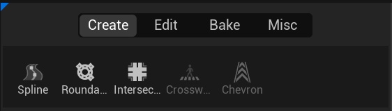 The Create category tiles in the Meta Road mode panel