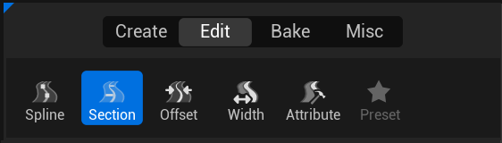 The Edit category tiles in the Meta Road mode panel