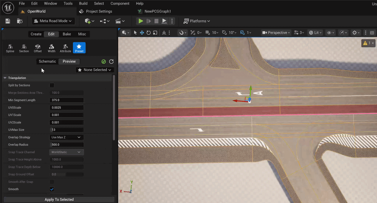 Adjusting build settings with the live Preview updating