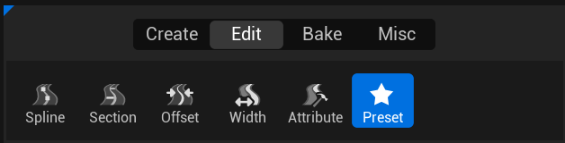 Preset sub-mode active in the Meta Road palette