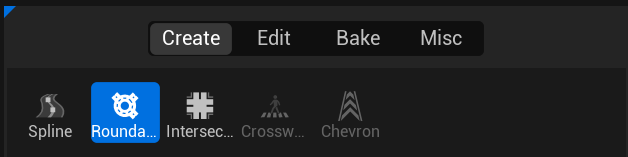 Roundabout tool active in the Create palette