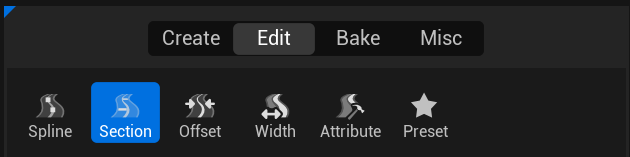 Section sub-mode active in the Meta Road palette