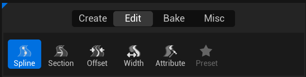 Spline sub-mode active in the Meta Road palette