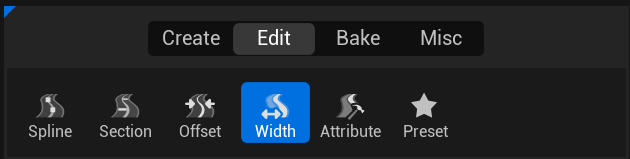 Width sub-mode active in the Meta Road palette